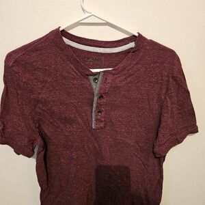 Express Men's Burgundy Henley Shirt